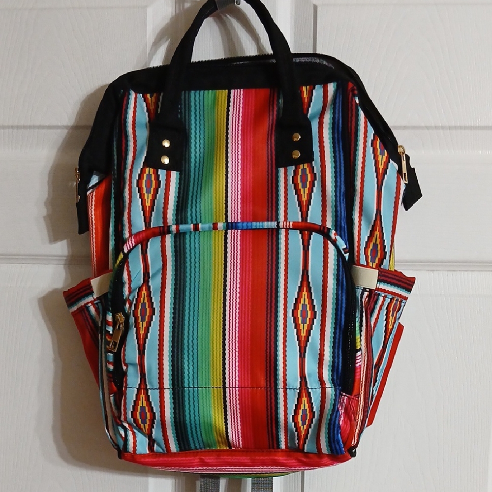 Colorful Striped Women's Backpack/Diaper Bag New